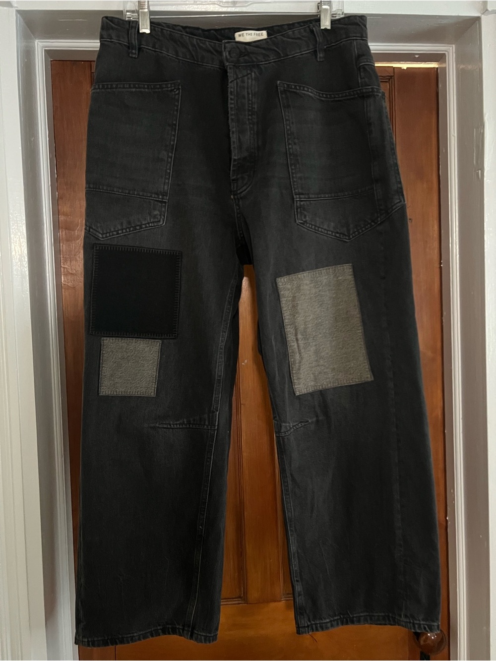 Free People - We The Free - 31 Women’s Black Patchwork - Barrel Jeans